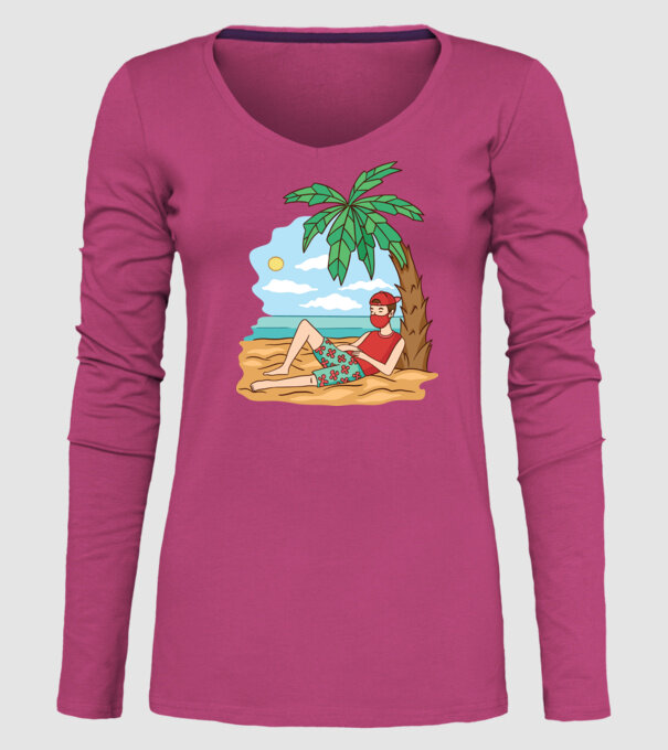 Vacanță în carantină model roz pe tricou