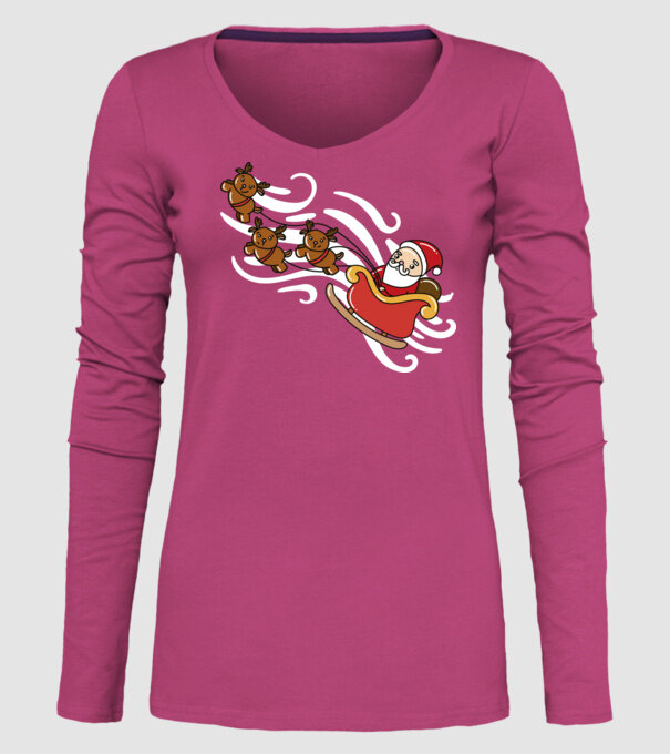 Kawaii sanie Moș Crăciun model roz pe tricou