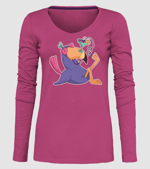 Toucan cu cocktail model roz pe tricou