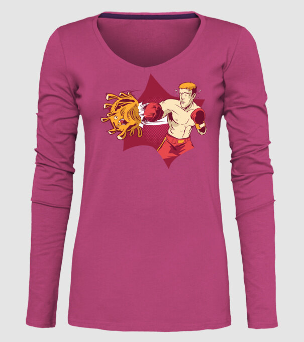 Coronavirus KO - Box model roz pe tricou