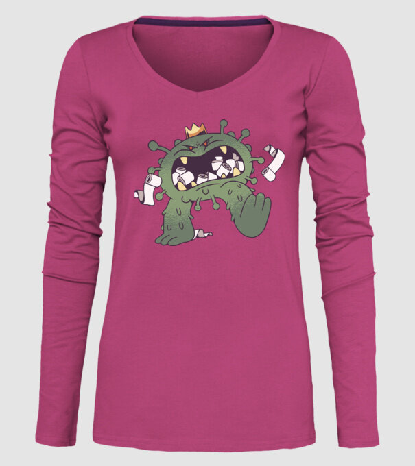 Monstru de hârtie igienică Coronavirus model roz pe tricou