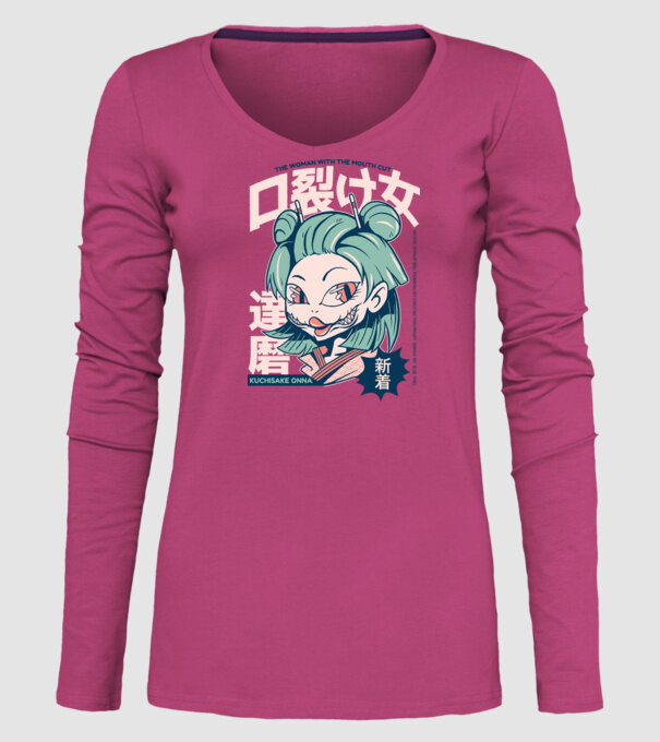 Kuchisake Onna Yokai Anime model roz pe tricou