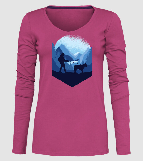 Excursie cu Câine model roz pe tricou