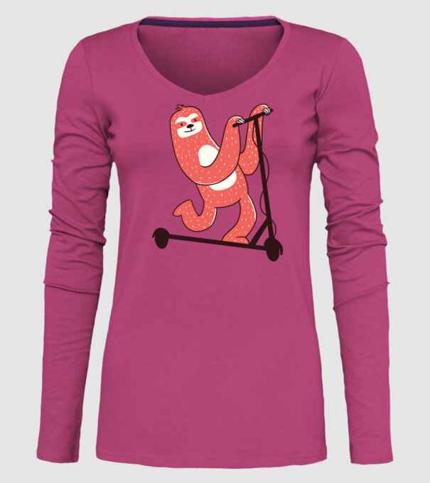 Leneș pe trotinetă model roz pe tricou