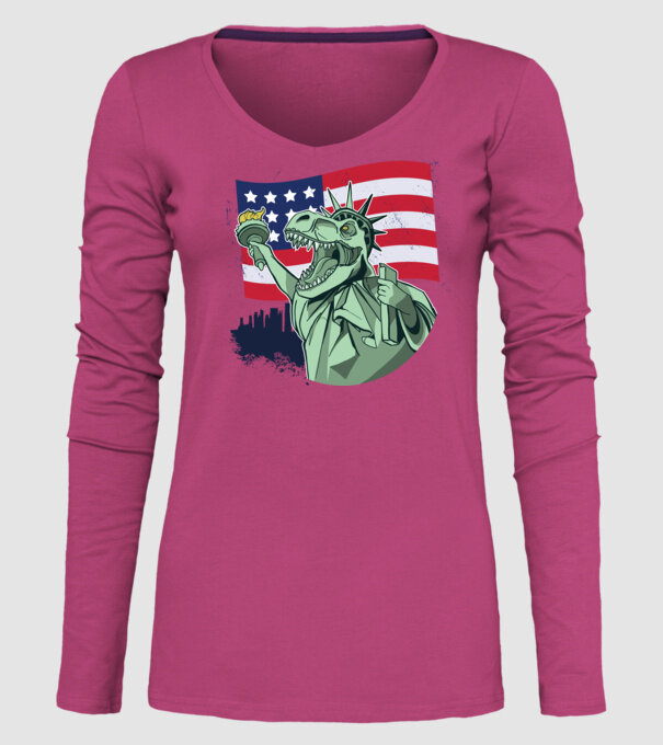 Liberty-Rex SUA Dinozaur model roz pe tricou