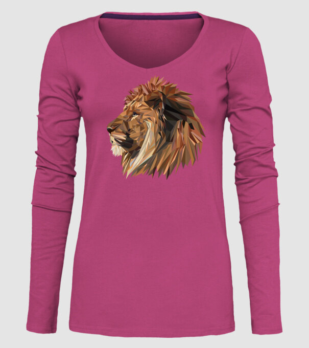 lion polygon model roz pe tricou