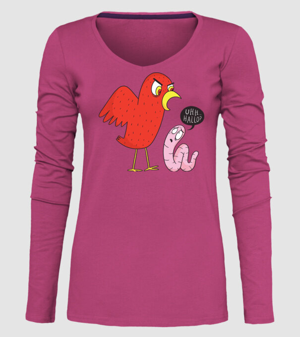Pasăre cu vierme model roz pe tricou
