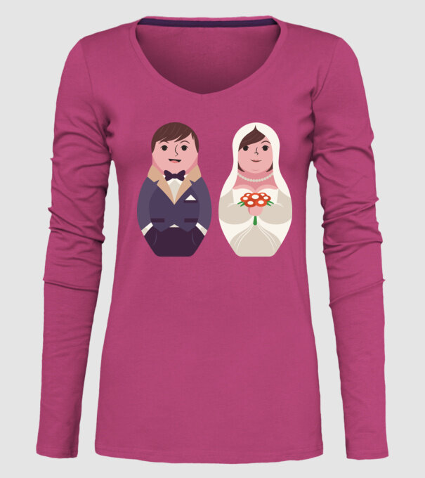 Matrioșka Căsătorie model roz pe tricou