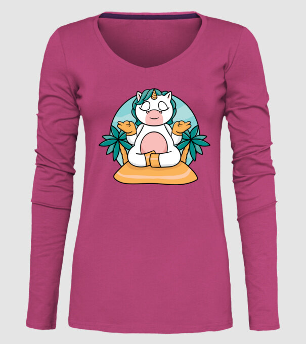 Unicornul meditator model roz pe tricou
