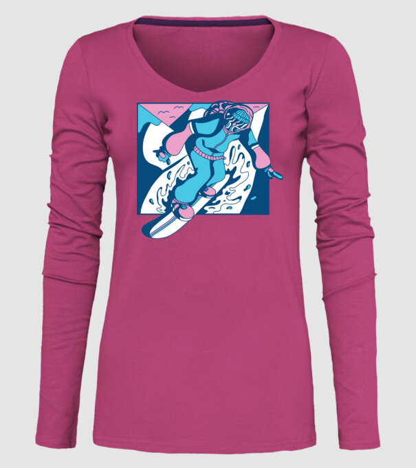 Snowboarder cool model roz pe tricou