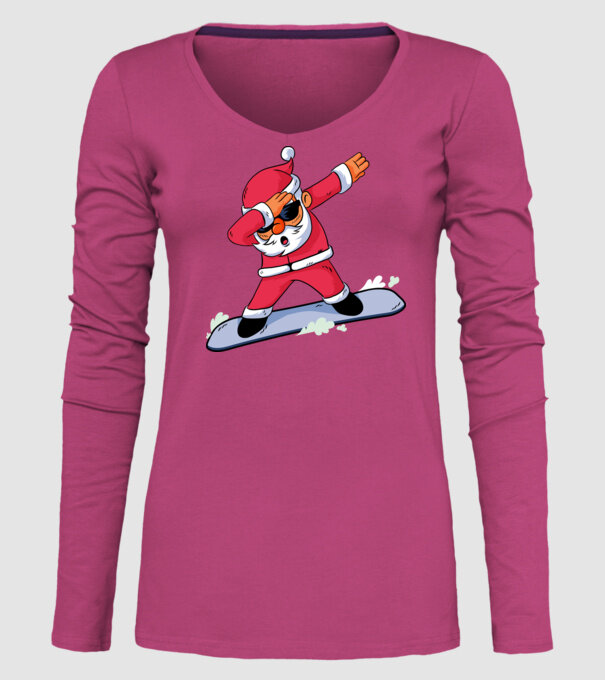 Moș Crăciun Snowboard DAB tricou amuzant model roz pe tricou