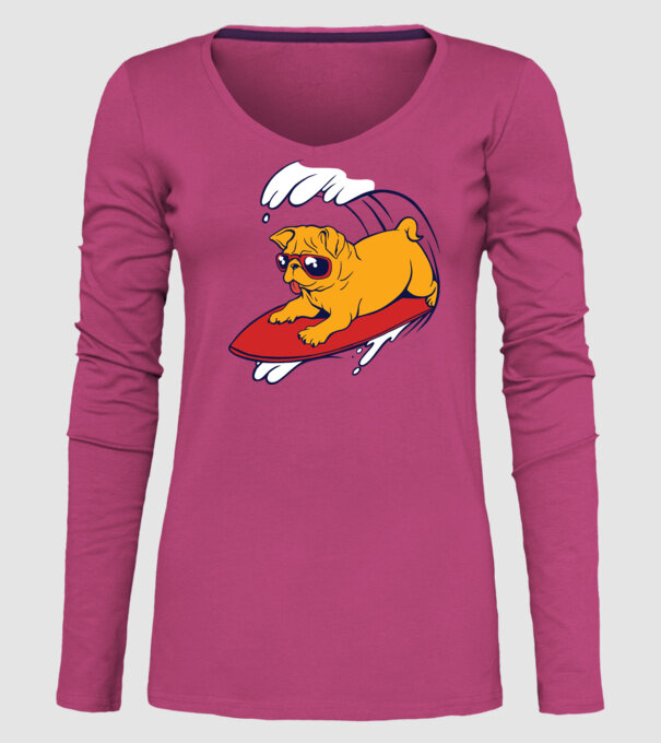 Mops Surf model roz pe tricou