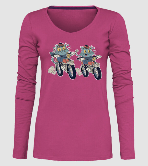 Pisicuțe motocicliste model roz pe tricou
