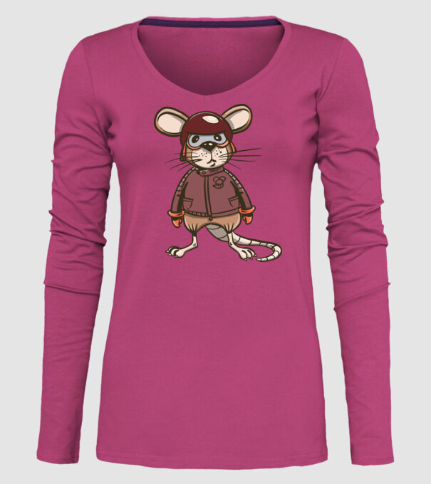 Șobolan motociclist model roz pe tricou