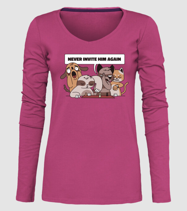 Să nu-l mai invităm niciodată - Leneș model roz pe tricou