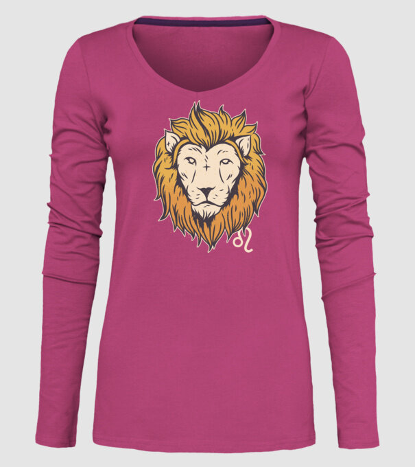 Lion head Horoscope model roz pe tricou