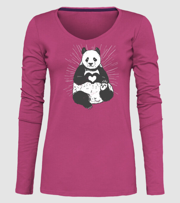 Inimă panda model roz pe tricou
