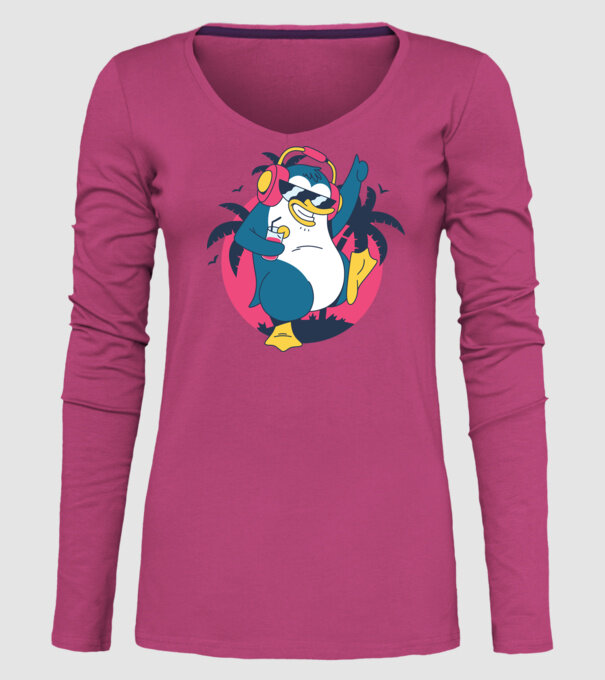 Pinguin de Petrecere model roz pe tricou