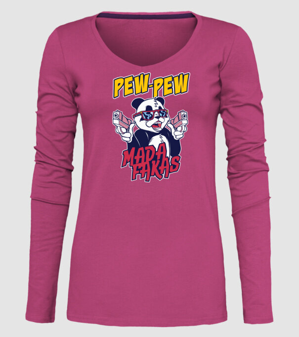 Pew Pew Pew Madafakas Panda model roz pe tricou