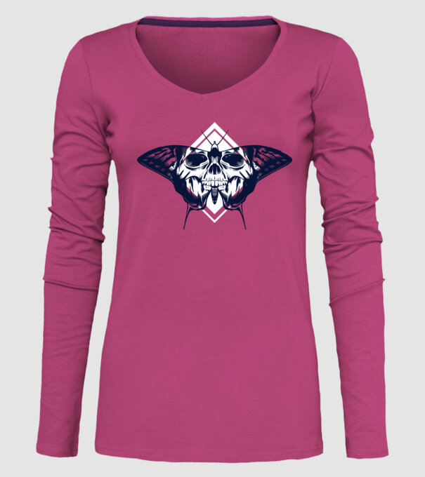 Craniu fluture model roz pe tricou