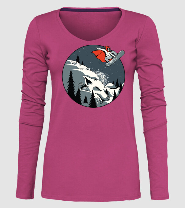 Scufița Roșie și Lupul Snowboard model roz pe tricou