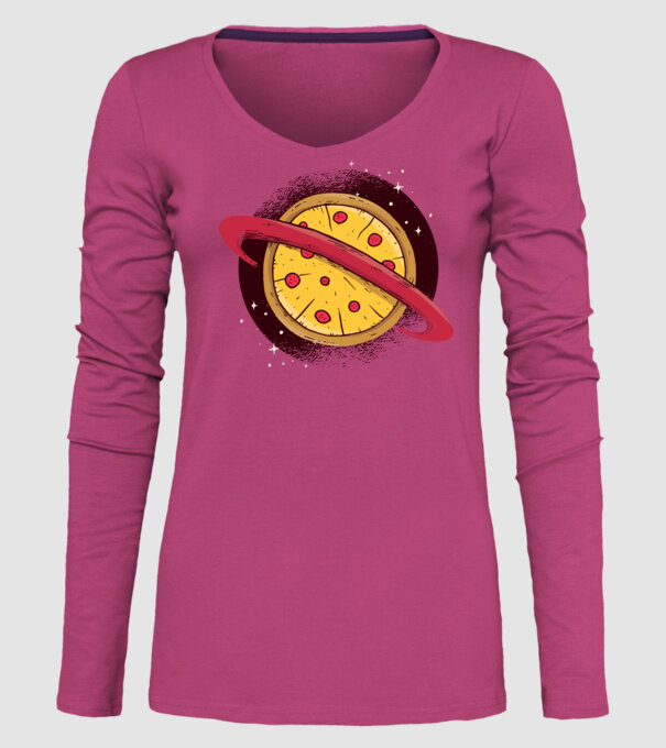 Pizza Planetă model roz pe tricou