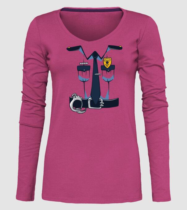 Costum de polițist pentru Halloween model roz pe tricou
