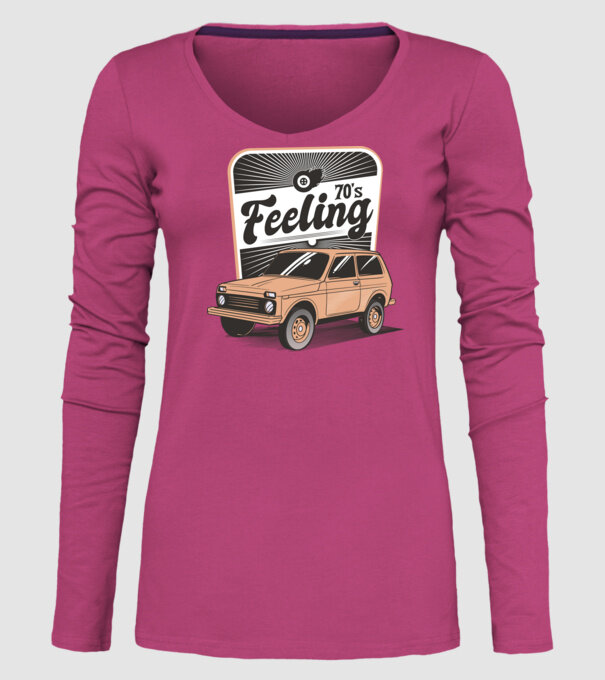 Mașină Retro anii 70 Lada Niva model roz pe tricou