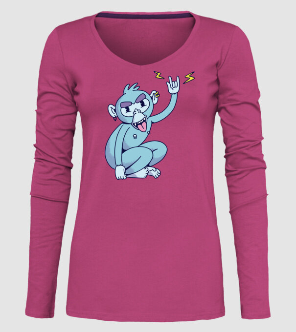 Maimuța Rocker model roz pe tricou