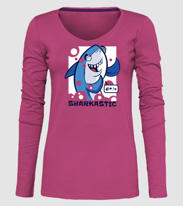 Sharkastic - Rechinul sarcastic model roz pe tricou
