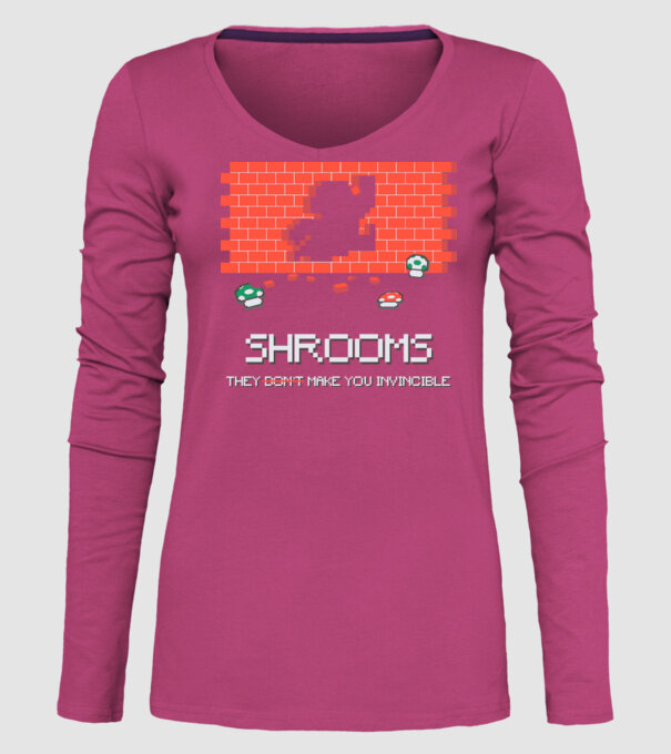 Shrooms - They make you invincible Mario model roz pe tricou