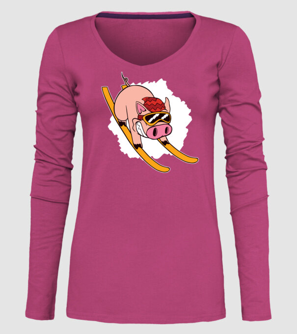 Porcușor schior model roz pe tricou