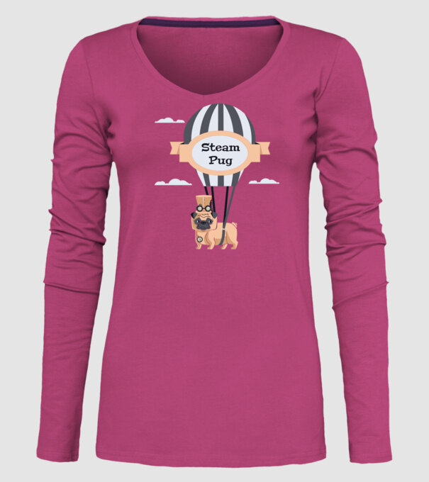 Steampug - mops model roz pe tricou