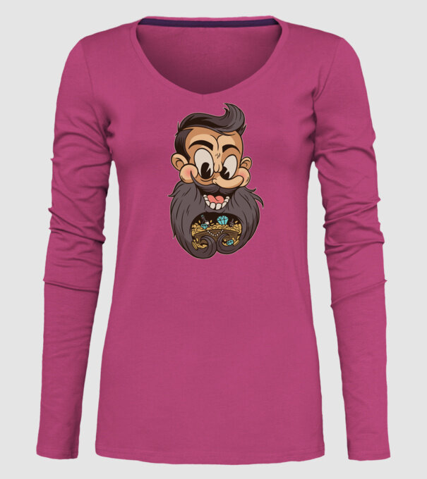 Comoară barbă model roz pe tricou