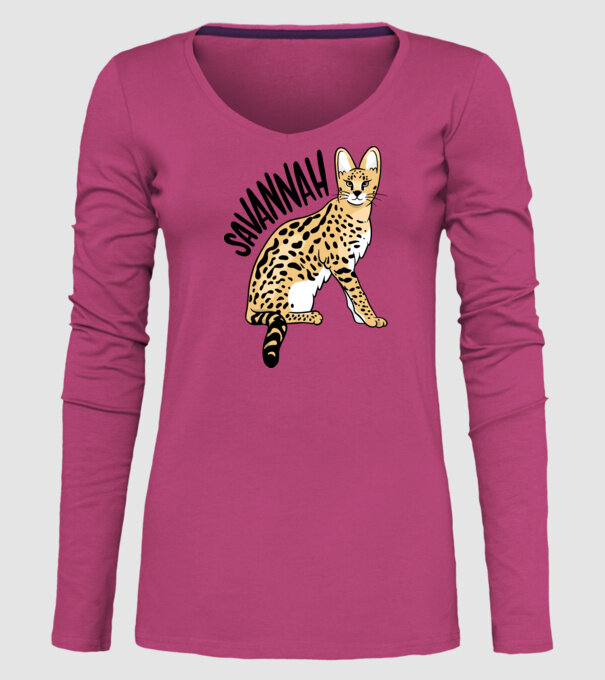 Pisică Savannah model roz pe tricou