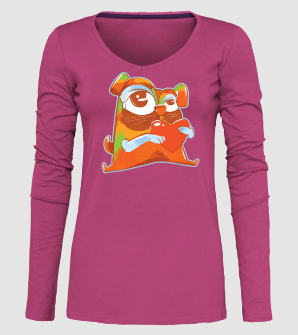 Mops colorat model roz pe tricou