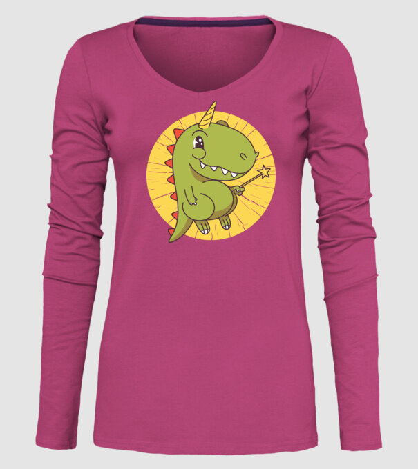 T-rex Unicorn cu baghetă magică model roz pe tricou