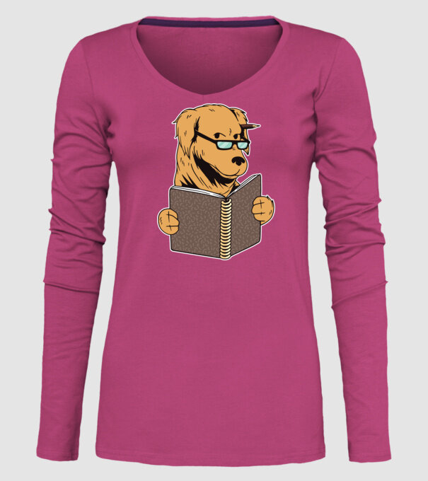 Câine Studiind model roz pe tricou