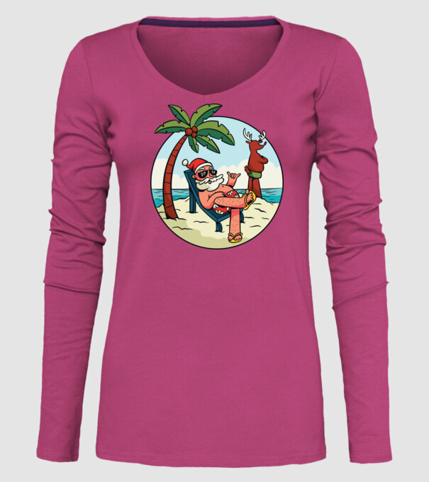 Moș Crăciun în vacanță de vară model roz pe tricou
