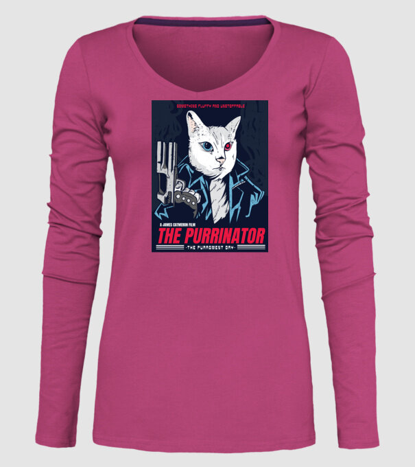 The Purrinator Pisică model roz pe tricou
