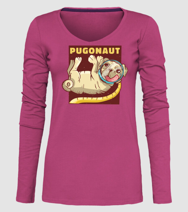 Mops Astronaut model roz pe tricou