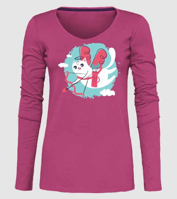 Pisică Valentin model roz pe tricou