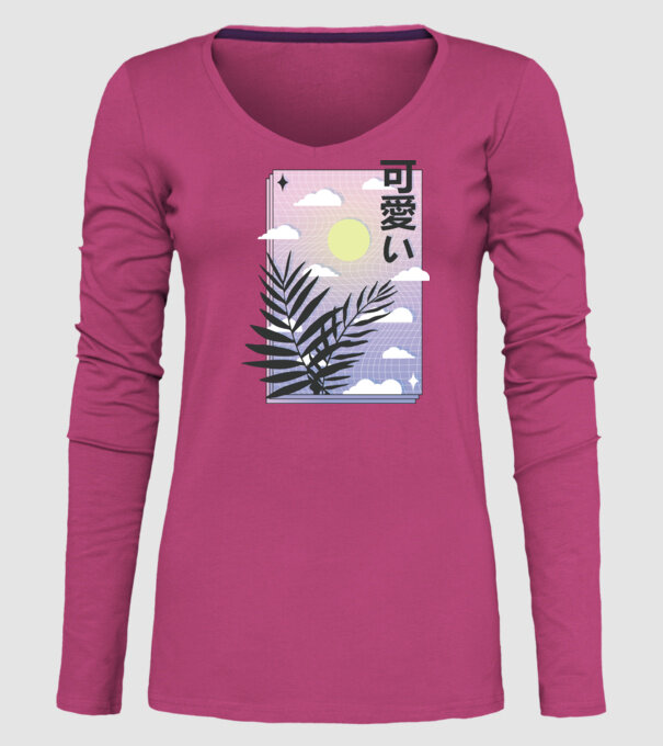 Vaporwave Val model roz pe tricou