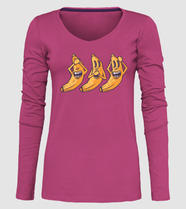 Banane amuzante - Nu vede, nu vorbește, nu aude model roz pe tricou