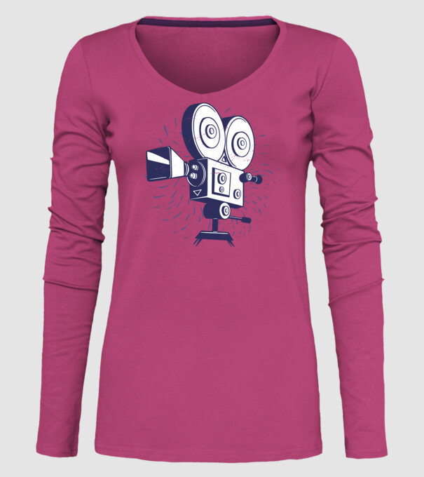 Camera video retro Vintage model roz pe tricou
