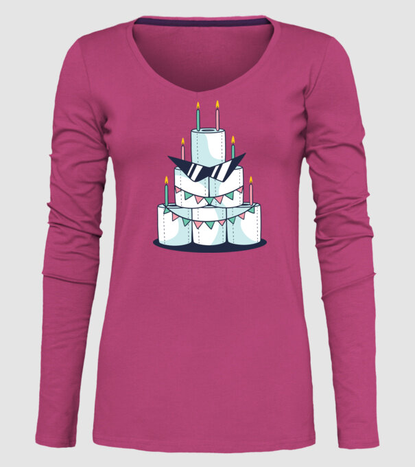 Tort de zi de naștere din hârtie igienică model roz pe tricou