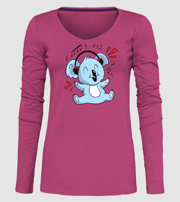 Koala iubitor de muzică model roz pe tricou