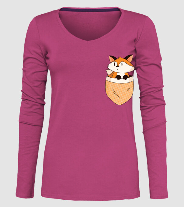 Vulpe de buzunar model roz pe tricou