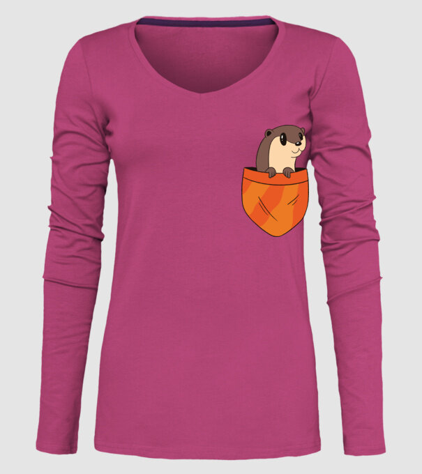 Vidra de buzunar model roz pe tricou
