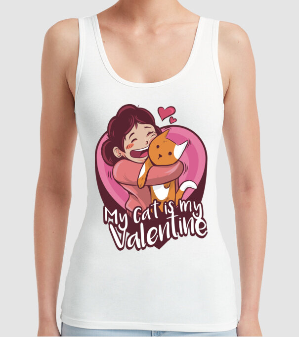 'Pisica mea este dragostea mea Tricou drăguț pentru Valentine''s Day' model alb pe tricou